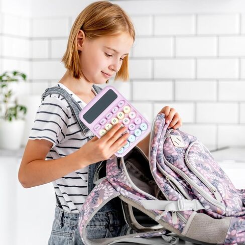 آلة حاسبة ميكانيكية مع أزرار كبيرة، آلات حاسبة سطح المكتب، 12 رقمًا، شاشة LCD كبيرة، آلة حاسبة مكتبية، آلة حاسبة وردية لطيفة للمعلمين والطلاب المكتب الأساسي (أرجواني) in Kuwait
