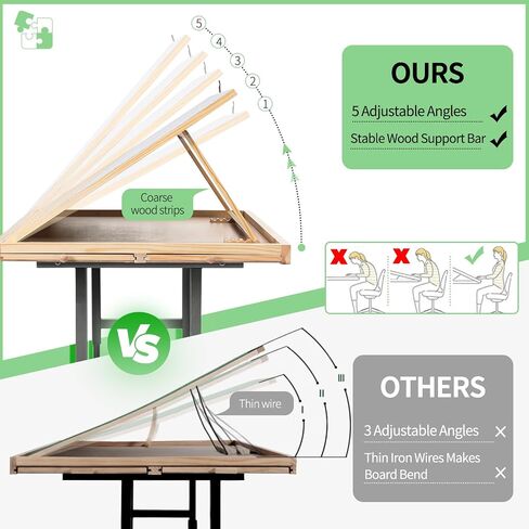 1500 Piece Jigsaw Puzzle Table with Legs for Adults, 5-Tilting-Angle & Height Adjustable Puzzle Table with Draws, Wooden Puzzle Board with Extended Support Bar & 4 Wheels in Saudi Arabia