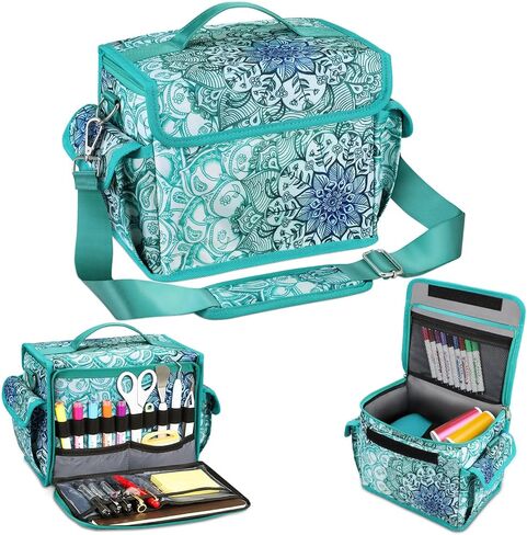 حقيبة حمل محمولة من FINPAC من أجل Cricut Joy، حقيبة حمل منظمة للتخزين، حقيبة حمل مع أقسام تخزين اللوازم (أوهام الزمرد) in Kuwait