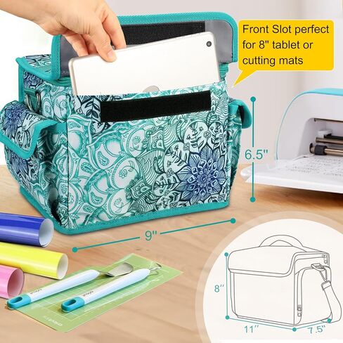 حقيبة حمل محمولة من FINPAC من أجل Cricut Joy، حقيبة حمل منظمة للتخزين، حقيبة حمل مع أقسام تخزين اللوازم (أوهام الزمرد) in Kuwait