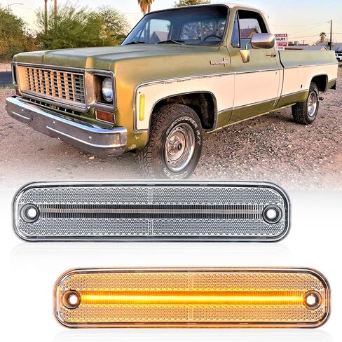 NSLUMO Led Side Marker Lights for 1973-1980 GMC Chevy C/K Series Pickup Trucks K5 Blazer Suburban Amber Led Front Bumper Side Marker Repeater Lamp Kit LH RH Clear Lens Led Sidemarkers 6270433 6270434 in Saudi Arabia