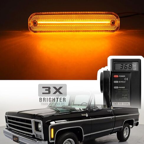 NSLUMO Led Side Marker Lights for 1973-1980 GMC Chevy C/K Series Pickup Trucks K5 Blazer Suburban Amber Led Front Bumper Side Marker Repeater Lamp Kit LH RH Clear Lens Led Sidemarkers 6270433 6270434 in Saudi Arabia