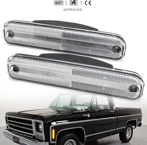 NSLUMO Led Side Marker Lights for 1973-1980 GMC Chevy C/K Series Pickup Trucks K5 Blazer Suburban Amber Led Front Bumper Side Marker Repeater Lamp Kit LH RH Clear Lens Led Sidemarkers 6270433 6270434 in Saudi Arabia