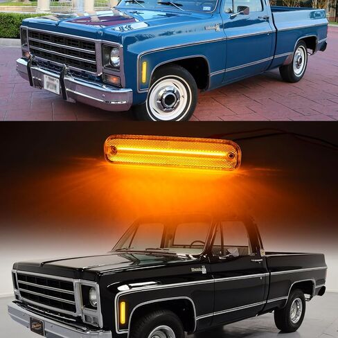 NSLUMO Led Side Marker Lights for 1973-1980 GMC Chevy C/K Series Pickup Trucks K5 Blazer Suburban Amber Led Front Bumper Side Marker Repeater Lamp Kit LH RH Clear Lens Led Sidemarkers 6270433 6270434 in Saudi Arabia