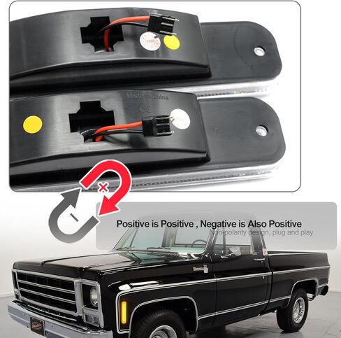 NSLUMO Led Side Marker Lights for 1973-1980 GMC Chevy C/K Series Pickup Trucks K5 Blazer Suburban Amber Led Front Bumper Side Marker Repeater Lamp Kit LH RH Clear Lens Led Sidemarkers 6270433 6270434 in Saudi Arabia
