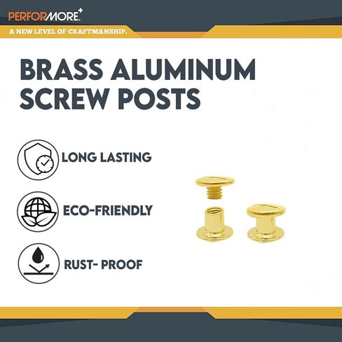 Performore 100 Pack of Chicago Screw Post Binding Screws, 6mm Brass Plated Metal Screw Posts for Scrapbooking, Photo Albums, Binding Leather Repair in Saudi Arabia