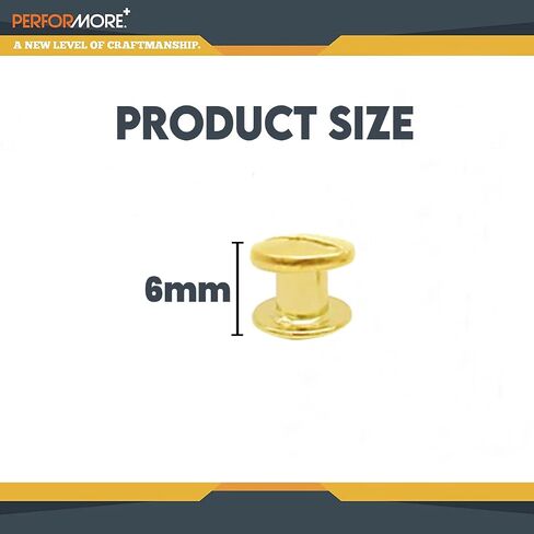 Performore 100 Pack of Chicago Screw Post Binding Screws, 6mm Brass Plated Metal Screw Posts for Scrapbooking, Photo Albums, Binding Leather Repair in Saudi Arabia