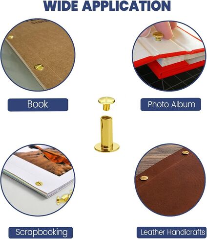 Performore 100 Pack of Chicago Screw Post Binding Screws, 6mm Brass Plated Metal Screw Posts for Scrapbooking, Photo Albums, Binding Leather Repair in Saudi Arabia