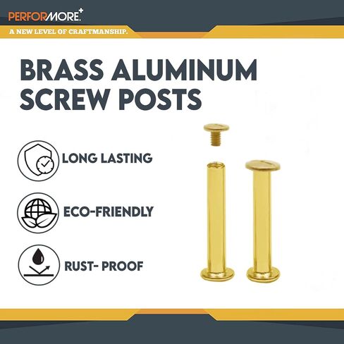 Performore 100 Pack of Chicago Screw Post Binding Screws, 25mm Brass Plated Metal Screw Posts for Scrapbooking, Photo Albums, Binding Leather Repair in Saudi Arabia