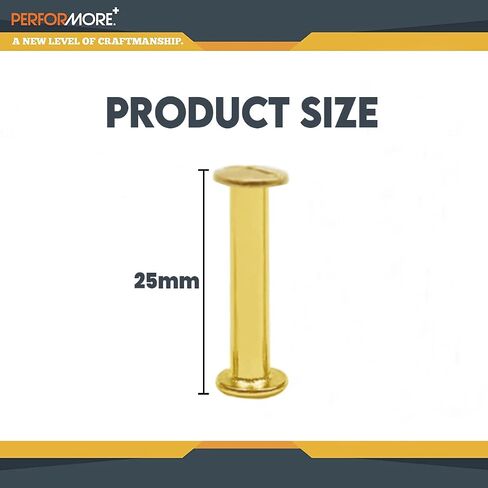 Performore 100 Pack of Chicago Screw Post Binding Screws, 25mm Brass Plated Metal Screw Posts for Scrapbooking, Photo Albums, Binding Leather Repair in Saudi Arabia