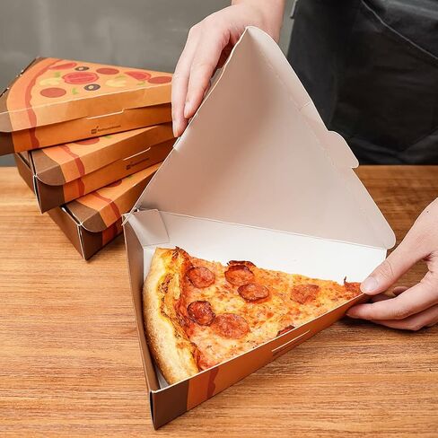 علب شرائح بيتزا من Restaurantware Eco Pie مقاس 9.3 × 10.3 × 1.8 بوصة، 100 حاوية شرائح بيتزا صدفية - قفل تبويب مقاوم للدهون، صناديق بيتزا فردية من الورق الأبيض لأكشاك المطاعم والمقاهي in Saudi Arabia