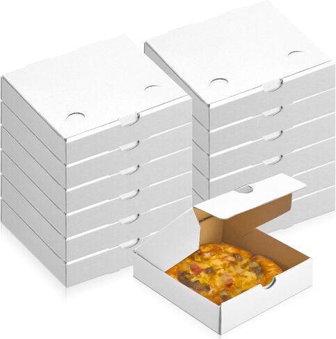 50 Pcs mini Pizza Boxes 6.3 x 6.3 x 1.97'' Kraft Corrugated Pizza Boxes Cardboard Boxes Takeaway Mailing Shipping Storage Boxes for Pizza Cake Cookies Food(White) in Saudi Arabia