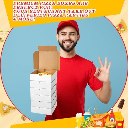 50 Pcs mini Pizza Boxes 6.3 x 6.3 x 1.97'' Kraft Corrugated Pizza Boxes Cardboard Boxes Takeaway Mailing Shipping Storage Boxes for Pizza Cake Cookies Food(White) in Saudi Arabia