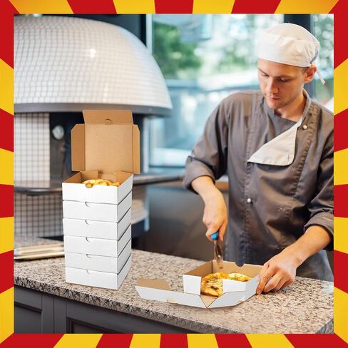 50 Pcs mini Pizza Boxes 6.3 x 6.3 x 1.97'' Kraft Corrugated Pizza Boxes Cardboard Boxes Takeaway Mailing Shipping Storage Boxes for Pizza Cake Cookies Food(White) in Saudi Arabia