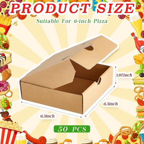 50 Pcs mini Pizza Boxes 6.3 x 6.3 x 1.97'' Kraft Corrugated Pizza Boxes Cardboard Boxes Takeaway Mailing Shipping Storage Boxes for Pizza Cake Cookies Food(White) in Saudi Arabia