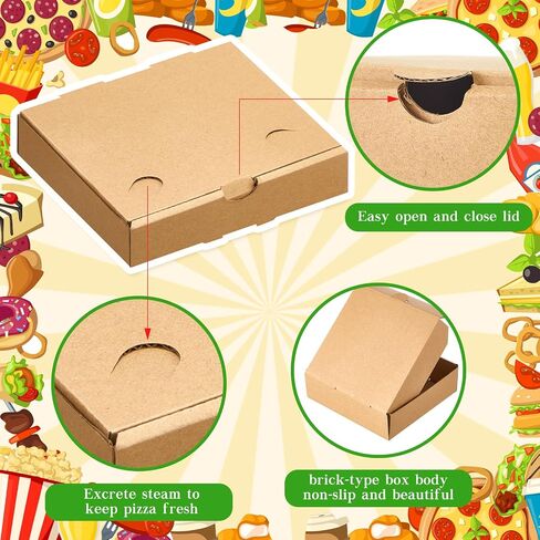 50 Pcs mini Pizza Boxes 6.3 x 6.3 x 1.97'' Kraft Corrugated Pizza Boxes Cardboard Boxes Takeaway Mailing Shipping Storage Boxes for Pizza Cake Cookies Food(White) in Saudi Arabia