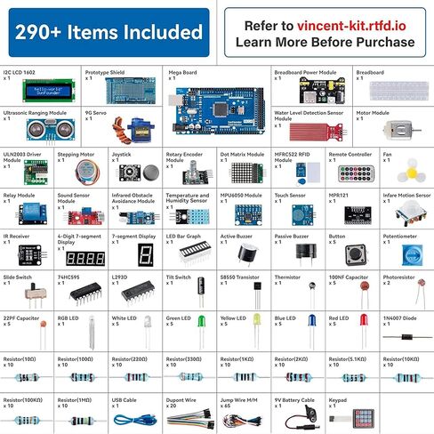 مجموعة المرح للإلكترونيات من SunFounder مع وحدة LCD 1602 ولوحة توصيل وLED ومقاوم متوافق مع Arduino UNO R3 MEGA2560 Raspberry Pi 400 4B 3B 3B+ 2B 2B+ in Saudi Arabia