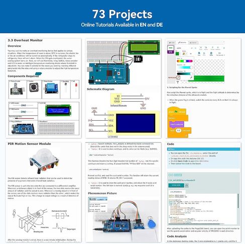 مجموعة المرح للإلكترونيات من SunFounder مع وحدة LCD 1602 ولوحة توصيل وLED ومقاوم متوافق مع Arduino UNO R3 MEGA2560 Raspberry Pi 400 4B 3B 3B+ 2B 2B+ in Saudi Arabia