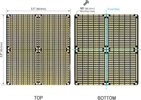 لوحة نموذج ElectroCookie PCB، لوحة شريطية قابلة للفصل مع قضبان كهربائية لمشاريع الإلكترونيات المتوافقة مع مشاريع لحام Arduino DIY، مطلية بالذهب، 3.8 بوصة × 3.5 بوصة (4 عبوات، 2 أزرق + 2 أسود) in Kuwait