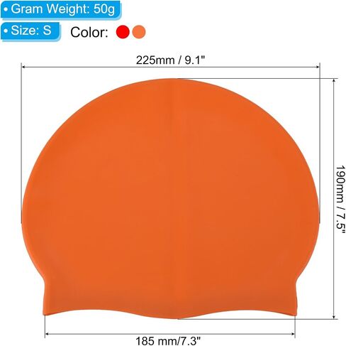 PATIKIL Silicone Swim Cap, 2 Pcs Waterproof Swimming Hat Non-Slip Adult Swimming Cap for Women and Men Swim Training Racing, Orange & Red in Saudi Arabia