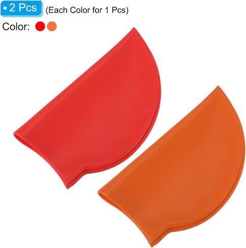 PATIKIL Silicone Swim Cap, 2 Pcs Waterproof Swimming Hat Non-Slip Adult Swimming Cap for Women and Men Swim Training Racing, Orange & Red in Saudi Arabia