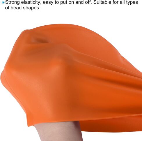 PATIKIL Silicone Swim Cap, 2 Pcs Waterproof Swimming Hat Non-Slip Adult Swimming Cap for Women and Men Swim Training Racing, Orange & Red in Saudi Arabia