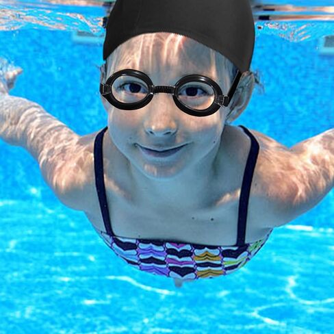 2 Pack Black Swimming Cap Swimming Goggles for Both Adults & Kids Fabric Durable Non-Waterproof Cloth Swimming Pool Cap No Leaking Anti Fog UV Protection Goggles, with Nose Clip, Ear Plugs in Kuwait