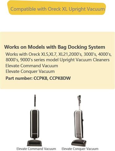 أكياس مكنسة كهربائية لأكياس المكنسة الكهربائية XL Oreck Type CC، تناسب جميع مكنسة Oreck XL المستقيمة، 5 عبوات in Kuwait