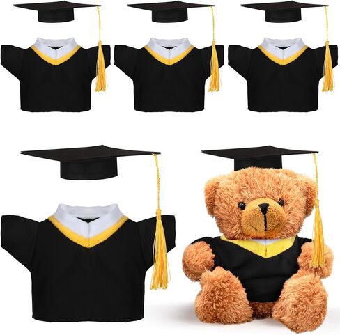 4 Sets Graduation Bear Clothes Cap and Gown Outfit Fits Stuffed Animal Make Your Own Graduation Plush Build Bear Cloth with Graduation Cap and Diploma Fit 8-13 Inch Bear (Classic) in Saudi Arabia