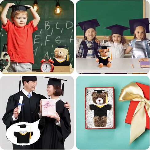 4 مجموعات من ملابس التخرج على شكل دب وملابس تناسب الحيوانات المحشوة، اصنع بنفسك قطعة قماش دب فخمة للتخرج مع قبعة تخرج ودبلوم مناسب لدب مقاس 8-13 بوصة (كلاسيكي) in Kuwait