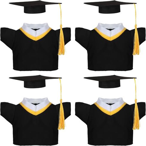 4 Sets Graduation Bear Clothes Cap and Gown Outfit Fits Stuffed Animal Make Your Own Graduation Plush Build Bear Cloth with Graduation Cap and Diploma Fit 8-13 Inch Bear (Classic) in Saudi Arabia