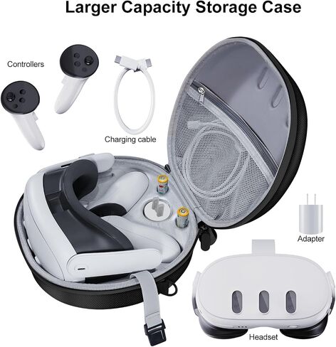 Hard Case Compatible with Meta Oculus Quest 3 VR Gaming Headset&Touch Controllers,Waterproof Shockproof Carrying Bag with Mesh Pocket for Travel and Home Storage Case (Black) in Saudi Arabia
