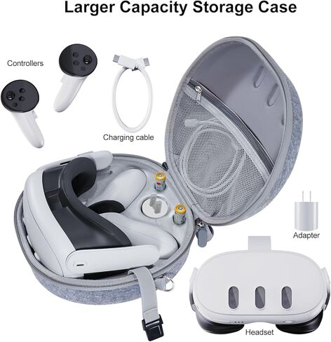 Hard Case Compatible with Meta Oculus Quest 3 VR Gaming Headset&Touch Controllers,Waterproof Shockproof Carrying Bag with Mesh Pocket for Travel and Home Storage Case (Black) in Saudi Arabia