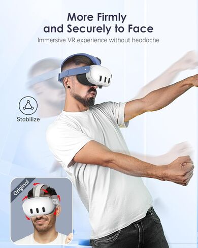 الأشرطة المتوافقة مع حزام الرأس Quest 3 لحزام الرأس Meta Quest 3، حزام الرأس الصلب المريح من إكسسوارات الواقع الافتراضي - أحزمة النخبة - أزرق عنصري in Kuwait
