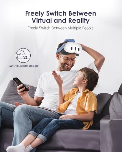 الأشرطة المتوافقة مع حزام الرأس Quest 3 لحزام الرأس Meta Quest 3، حزام الرأس الصلب المريح من إكسسوارات الواقع الافتراضي - أحزمة النخبة - أزرق عنصري in Kuwait