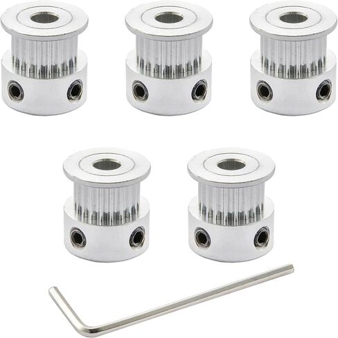 GT2 Timing Pulleys 20 Teeth 6.35mm Bore 6mm Width for 3D Printer 2mm Pitch Aluminum Timing Belt Pulley Wheel with Allen Wrench (Pack of 5Pcs) in Saudi Arabia