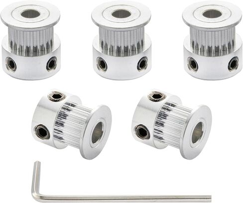 GT2 Timing Pulleys 20 Teeth 6.35mm Bore 6mm Width for 3D Printer 2mm Pitch Aluminum Timing Belt Pulley Wheel with Allen Wrench (Pack of 5Pcs) in Saudi Arabia