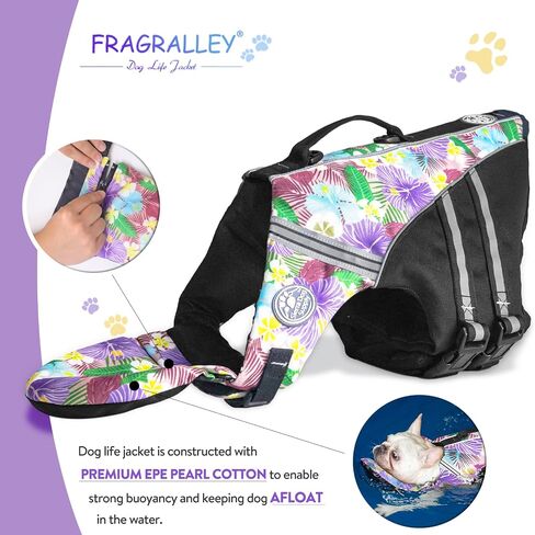 French Bulldog Life Jacket, High Flotation Dog Life Vest for Swimming Boating, Reflective Dog Swim Vest with Chin Float and Rescue Handle (Chest Girth: 17" to 30",Weight: 17" to 28" LB) in Saudi Arabia