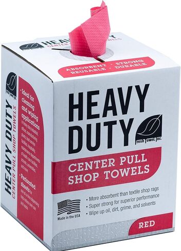 Fresh Towel Heavy Duty Center Pull Shop Towel Rags for Cleaning- (1 Box of 160 Sheets) Disposable Cleaning Towels - 9 x 12 inches - FT800 (Red) in Saudi Arabia