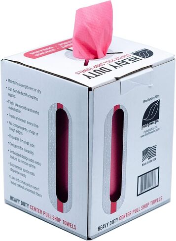 Fresh Towel Heavy Duty Center Pull Shop Towel Rags for Cleaning- (1 Box of 160 Sheets) Disposable Cleaning Towels - 9 x 12 inches - FT800 (Red) in Saudi Arabia