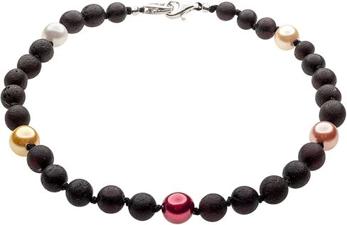 Genuine Amber Anklet From Baltic Sea Made with Unpolished Cherry & Shell Pearl 24 cm (9.4 Inches). in Saudi Arabia