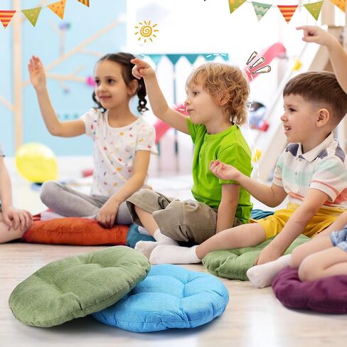 Geelin Tatuo 12 Pcs 15.7 Inch Round Floor Seat Cushions Floor Pillow Color Linen Chair Pad for Kids Students School Classroom Tatami Car Office in Saudi Arabia