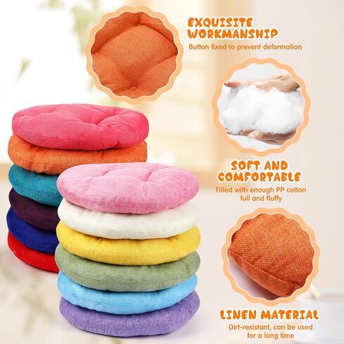 Geelin Tatuo 12 Pcs 15.7 Inch Round Floor Seat Cushions Floor Pillow Color Linen Chair Pad for Kids Students School Classroom Tatami Car Office in Saudi Arabia