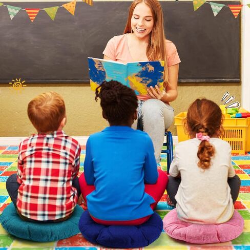 Geelin Tatuo 12 Pcs 15.7 Inch Round Floor Seat Cushions Floor Pillow Color Linen Chair Pad for Kids Students School Classroom Tatami Car Office in Saudi Arabia