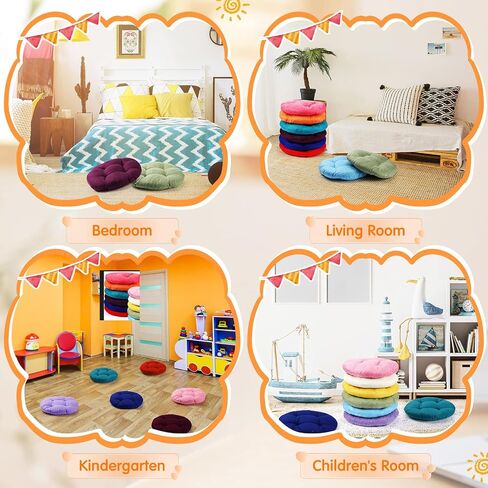 Geelin Tatuo 12 Pcs 15.7 Inch Round Floor Seat Cushions Floor Pillow Color Linen Chair Pad for Kids Students School Classroom Tatami Car Office in Saudi Arabia