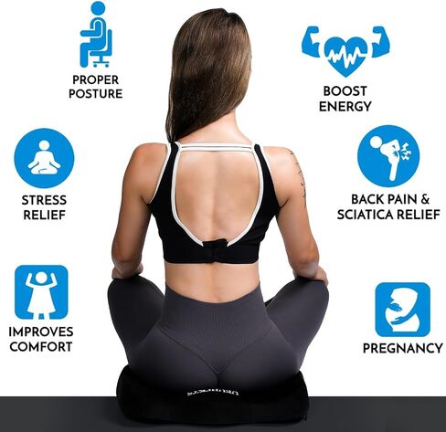 Seat Cushion Gel Enhanced Seat Cushion Office Chair Cushions Car Seat Cushion Cushion for Tailbone Pain Office Chair Car Seat Cushion Sciatica & Back Pain Relief (Black+Gel) in Saudi Arabia
