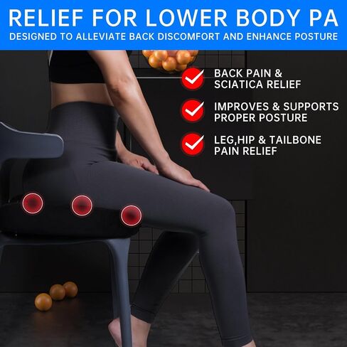 Seat Cushion Gel Enhanced Seat Cushion Office Chair Cushions Car Seat Cushion Cushion for Tailbone Pain Office Chair Car Seat Cushion Sciatica & Back Pain Relief (Black+Gel) in Saudi Arabia