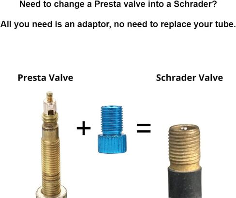 Presta to Schrader Valve Adapter for Bike, Inflate Presta Valve Tire with Air Compressor or Regular Bike Pump - 6 Pieces, Multiple Color Options (Black) in Saudi Arabia