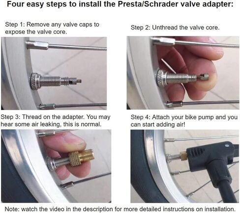 Presta to Schrader Valve Adapter for Bike, Inflate Presta Valve Tire with Air Compressor or Regular Bike Pump - 6 Pieces, Multiple Color Options (Black) in Saudi Arabia