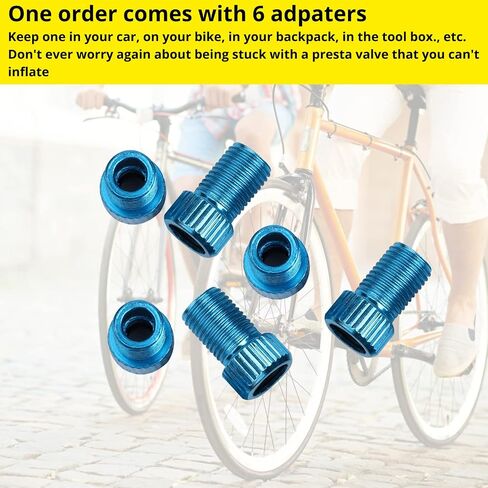 Presta to Schrader Valve Adapter for Bike, Inflate Presta Valve Tire with Air Compressor or Regular Bike Pump - 6 Pieces, Multiple Color Options (Black) in Saudi Arabia